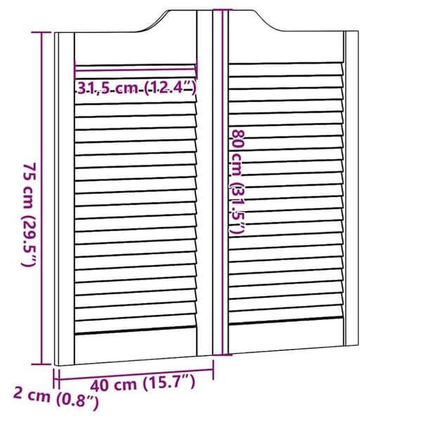vidaXL svingdøre 1-par 80x80 cm lameldesign hvid