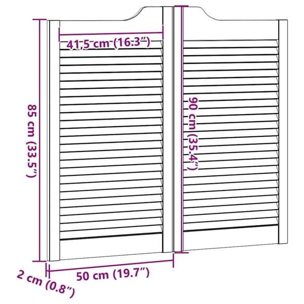 vidaXL svingdøre 1-par 90x100 cm lameldesign hivid