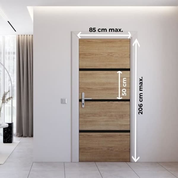Dörrrenoveringssats - NORDLINGER PRO - 4 ark 85 x 50 cm &amp; 3 svarta profiler 85 x 2 cm - Naturlig ek
