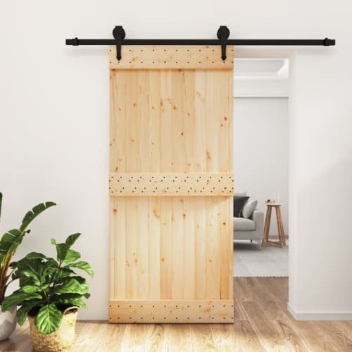 Skjutdörr med beslag 95x210 cm massiv furu
