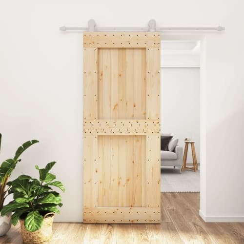 Skjutdörr med beslag 85x210 cm massiv furu