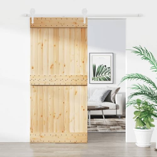 Skjutdörr med beslag 95x210 cm massiv furu