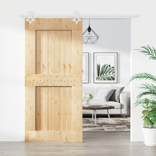 Skjutdörr med beslag 95x210 cm massiv furu