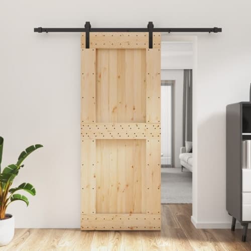 Skjutdörr med beslag 85x210 cm massiv furu