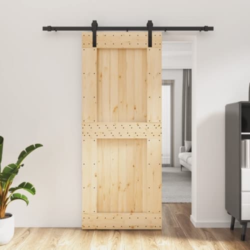 Skjutdörr med beslag 85x210 cm massiv furu