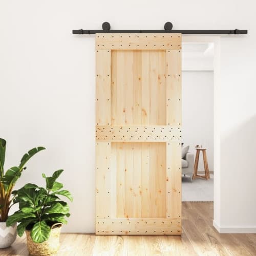 Skjutdörr med beslag 90x210 cm massiv furu
