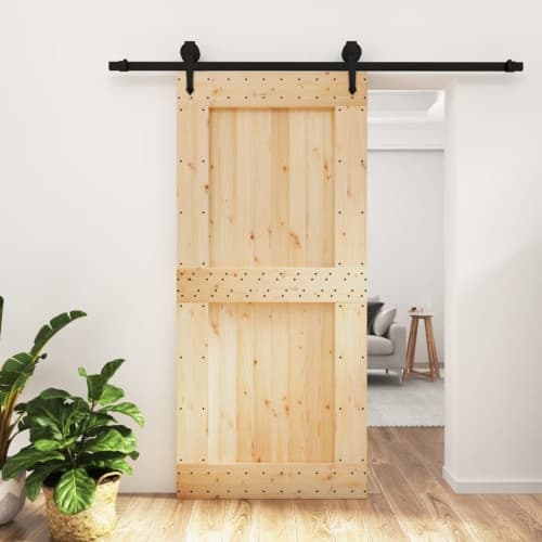 Skjutdörr med beslag 95x210 cm massiv furu