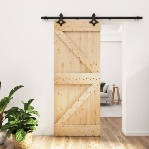 Skjutdörr med beslag 85x210 cm massiv furu