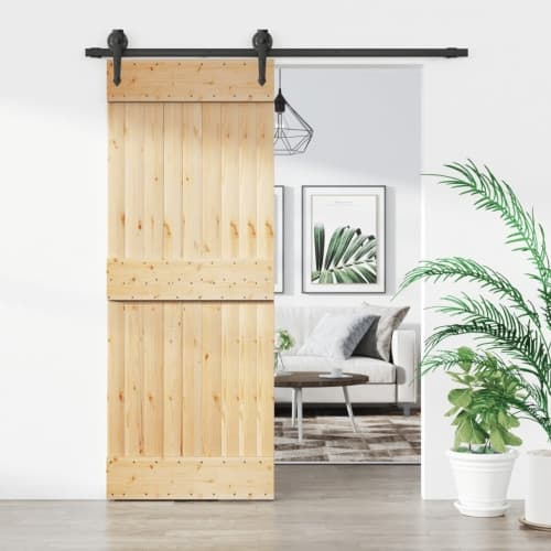 Skjutdörr med beslag 80x210 cm massiv furu