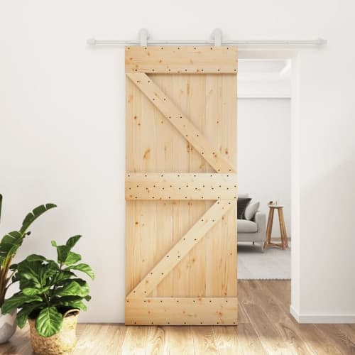 Skjutdörr med beslag 85x210 cm massiv furu