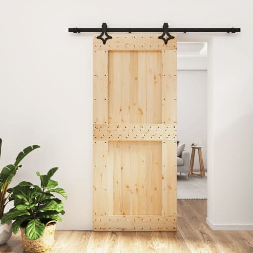 Skjutdörr med beslag 90x210 cm massiv furu