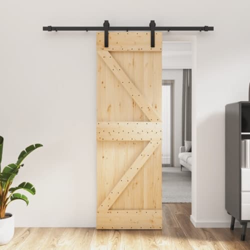 Skjutdörr med beslag 70x210 cm massiv furu