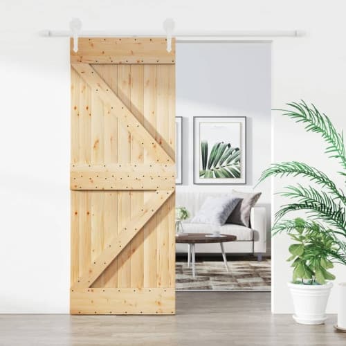 Skjutdörr med beslag 85x210 cm massiv furu