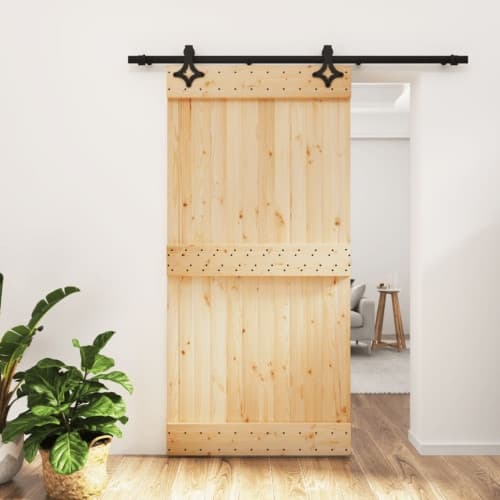Skjutdörr med beslag 100x210 cm massiv furu