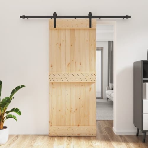 Skjutdörr med beslag 85x210 cm massiv furu