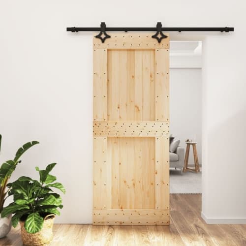 Skjutdörr med beslag 85x210 cm massiv furu