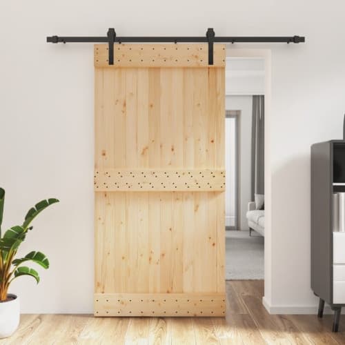 Skjutdörr med beslag 100x210 cm massiv furu