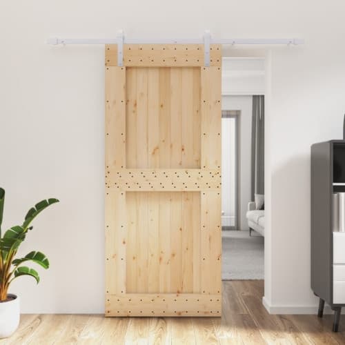 Skjutdörr med beslag 90x210 cm massiv furu