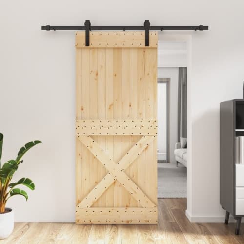 Skjutdörr med beslag 90x210 cm massiv furu