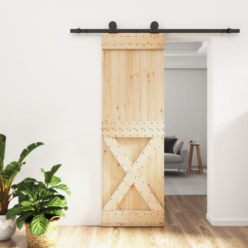 Skjutdörr med beslag 70x210 cm massiv furu