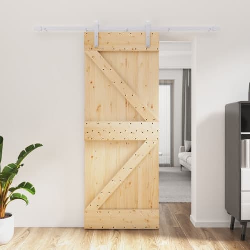 Skjutdörr med beslag 80x210 cm massiv furu