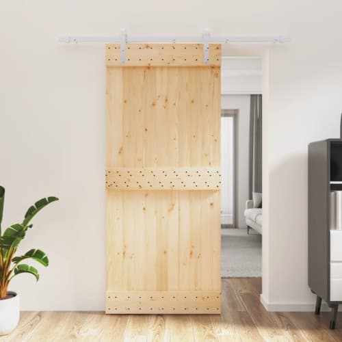 Skjutdörr med beslag 90x210 cm massiv furu