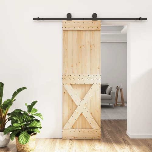Skjutdörr med beslag 70x210 cm massiv furu