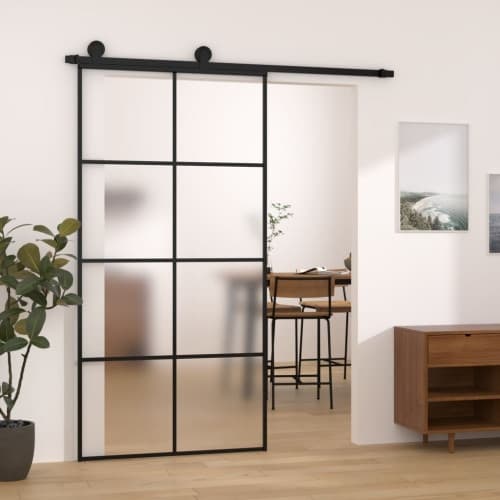 Skjutdörr med hårdvara 102,5x205 cm ESG-glas och aluminium
