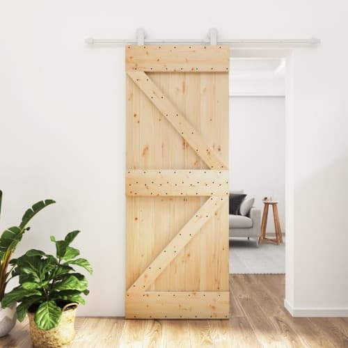 Skjutdörr med beslag 80x210 cm massiv furu