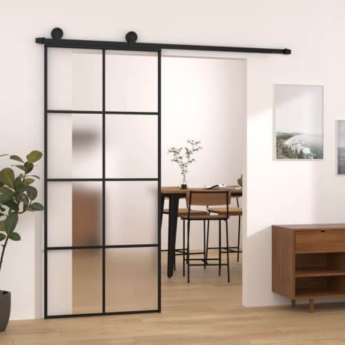 Skjutdörr med beslagset ESG glas och aluminium 90x205 cm