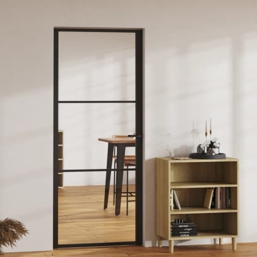 Innerdörr ESG-glas och aluminium 83x201,5 cm svart