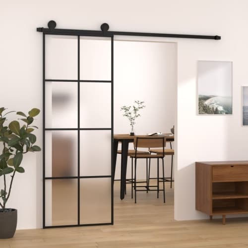 Skjutdörr med beslagset ESG glas och aluminium 76x205 cm