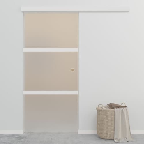 Skjutdörr ESG-glas och aluminium 90x212 cm silver