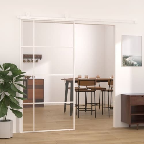 Skjutdörr ESG-glas och aluminium 102,5x205 cm vit