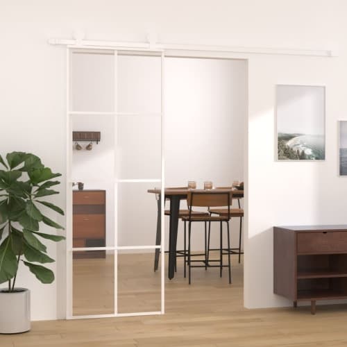 Skjutdörr ESG-glas och aluminium 76x205 cm vit