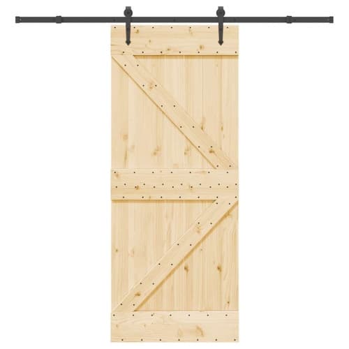 Skjutdörr med beslag 85x210 cm massiv furu