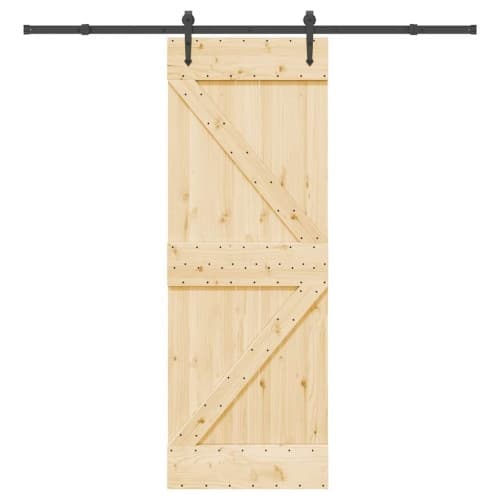 Skjutdörr med beslag 70x210 cm massiv furu