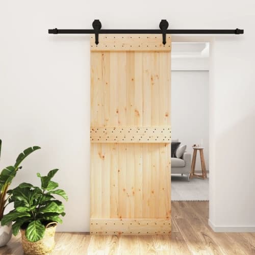 Skjutdörr med beslag 85x210 cm massiv furu