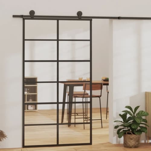 Skjutdörr med beslagset ESG glas och aluminium 102x205 cm