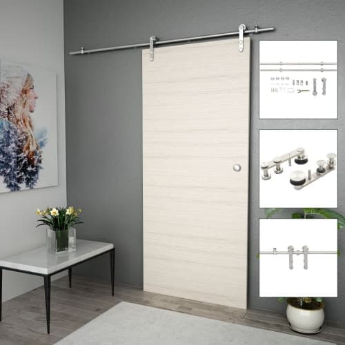 Skjutdörrsbeslag 183 cm rostfritt stål silver