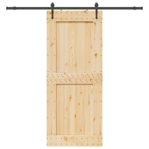 Skjutdörr med beslag 95x210 cm massiv furu