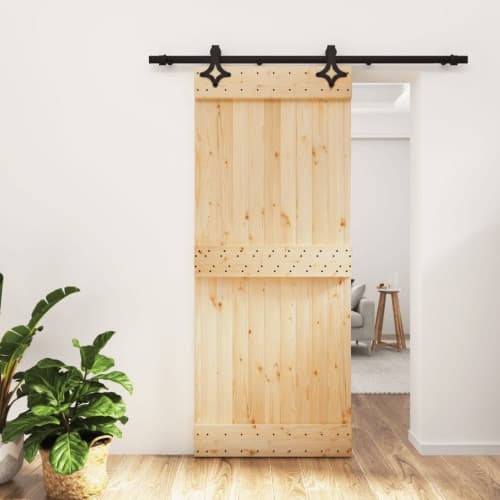 Skjutdörr med beslag 85x210 cm massiv furu