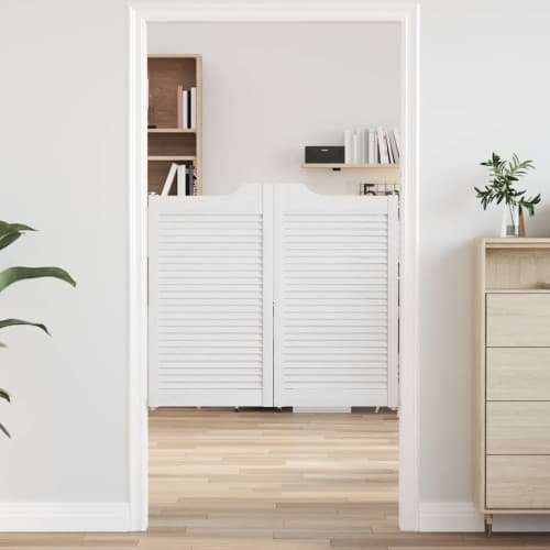 Slagdörrar lamelldesign 2-par vit 90x100 cm