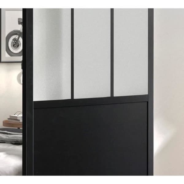 OPTIMUM ATELIER svart skjutdörrsats + skena 2 spjäll + skenklädsel - 204 x 73 cm - frostat glas