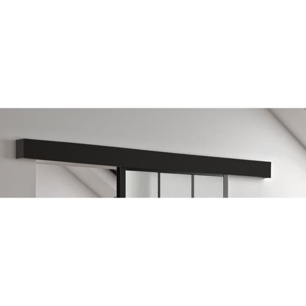 OPTIMUM - Skjutdörr + skena + verkstadsremsats - H 204 x B 93 x D 4 cm - Svart frostat glas