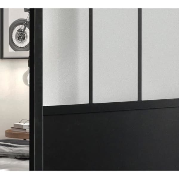 OPTIMUM - Skjutdörr + skena + verkstadsremsats - H 204 x B 93 x D 4 cm - Svart frostat glas