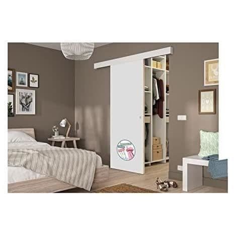 OPTIMUM Skjutdörrsats vit dekor - skena 2 spjäll + vit skenklädsel - 204 x 73 cm