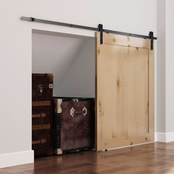 Skydedør Hardware Sæt, 200x4x0.6 cm, Sort