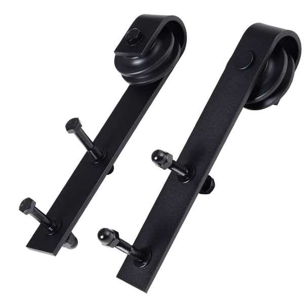 Skydedør Hardware Sæt, 200x4x0.6 cm, Sort