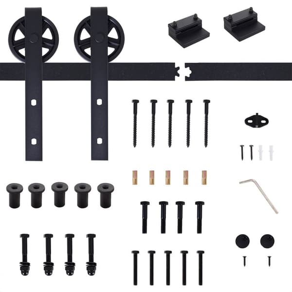 Skjutdörrsbeslag Set, 200x4x0.6 cm, Svart